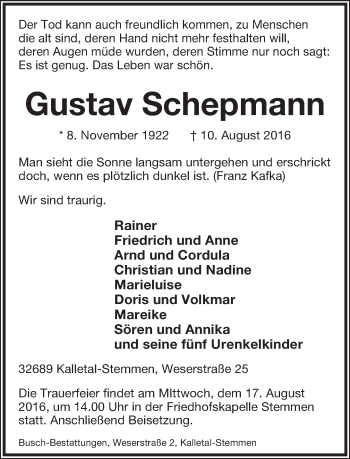 Anzeige  Gustav Schepmann  Lippische Landes-Zeitung