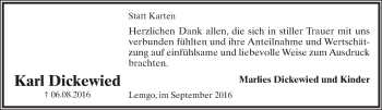 Anzeige  Karl Dickewied  Lippische Landes-Zeitung