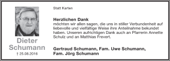 Anzeige  Dieter Schumann  Lippische Landes-Zeitung