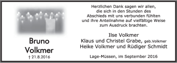 Anzeige  Bruno Volkmer  Lippische Landes-Zeitung