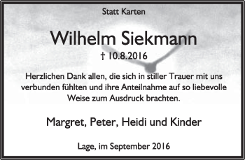 Anzeige  Wilhelm Siekmann  Lippische Landes-Zeitung