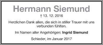 Anzeige  Hermann Siemund  Lippische Landes-Zeitung