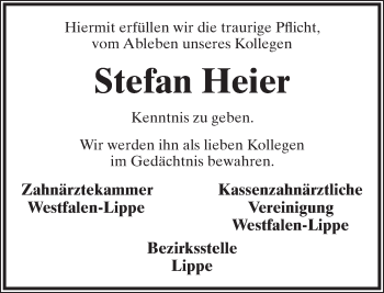 Anzeige  Stefan Heier  Lippische Landes-Zeitung