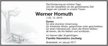 Anzeige  Werner Homuth  Lippische Landes-Zeitung