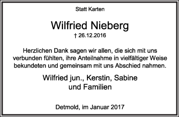 Anzeige  Wilfried Nieberg  Lippische Landes-Zeitung