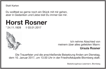 Anzeige  Horst Rosner  Lippische Landes-Zeitung