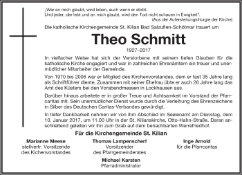 Anzeige  Theo Schmitt  Lippische Landes-Zeitung