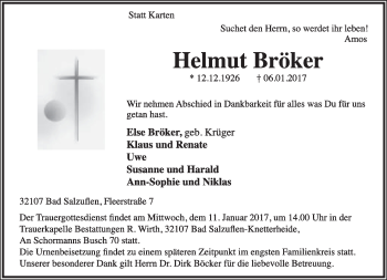Anzeige  Helmut Bröker  Lippische Landes-Zeitung