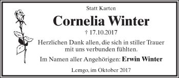 Anzeige  Cornelia Winter  Lippische Landes-Zeitung