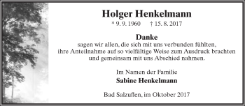 Anzeige  Holger Henkelmann  Lippische Landes-Zeitung