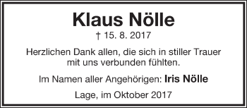 Anzeige  Klaus Nölle  Lippische Landes-Zeitung