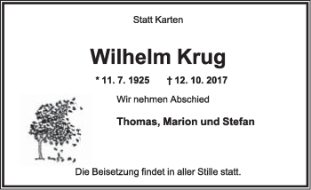Anzeige  Wilhelm Krug  Lippische Landes-Zeitung