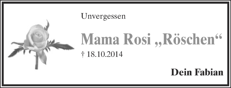  Traueranzeige für Rosemarie Schönhage vom 18.10.2017 aus Lippische Landes-Zeitung