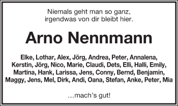 Anzeige  Arno Nennmann  Lippische Landes-Zeitung