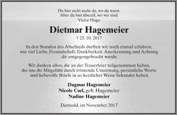 Anzeige  Dietmar Hagemeier  Lippische Landes-Zeitung