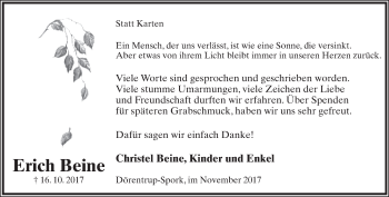Anzeige  Erich Beine  Lippische Landes-Zeitung