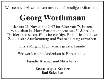 Anzeige  Georg Worthmann  Lippische Landes-Zeitung