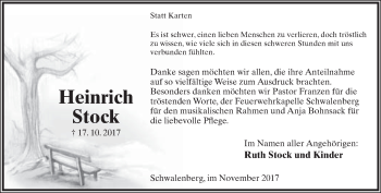 Anzeige  Heinrich Stock  Lippische Landes-Zeitung