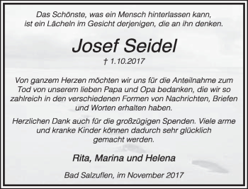 Anzeige  Josef Seidel  Lippische Landes-Zeitung