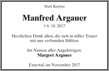 Anzeige  Manfred Argauer  Lippische Landes-Zeitung