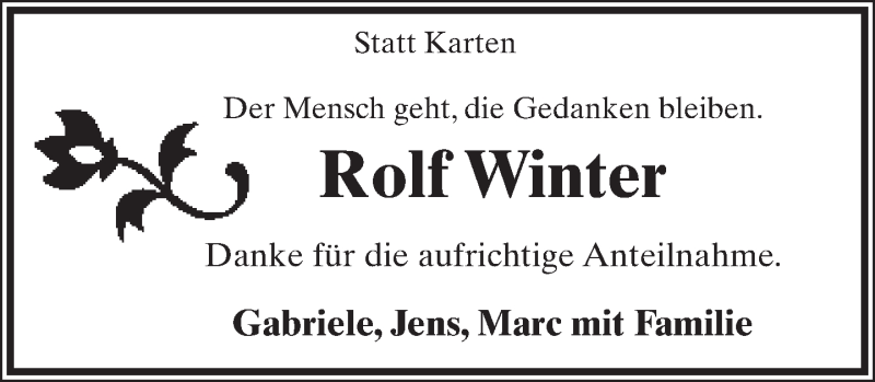  Traueranzeige für Rolf Winter vom 18.11.2017 aus Lippische Landes-Zeitung