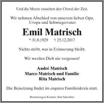 Anzeige  Emil Matrisch  Lippische Landes-Zeitung