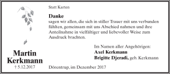 Anzeige  Martin Kerkmann  Lippische Landes-Zeitung