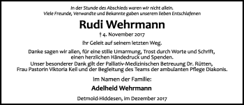 Anzeige  Rudi Wehrmann  Lippische Landes-Zeitung