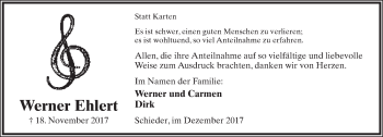 Anzeige  Werner Ehlert  Lippische Landes-Zeitung