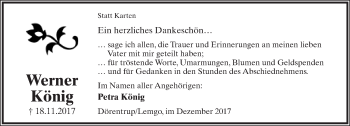 Anzeige  Werner König  Lippische Landes-Zeitung