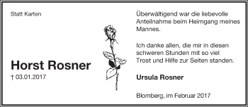 Anzeige  Horst Rosner  Lippische Landes-Zeitung