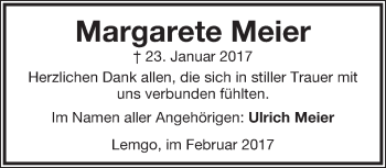 Anzeige  Margarete Meier  Lippische Landes-Zeitung