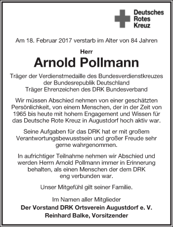 Anzeige  Arnold Pollmann  Lippische Landes-Zeitung