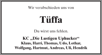 Anzeige  Udo Düvel  Lippische Landes-Zeitung