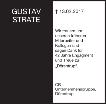Anzeige  Gustav Strate  Lippische Landes-Zeitung