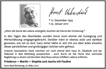 Anzeige  Horst Ueberdick  Lippische Landes-Zeitung