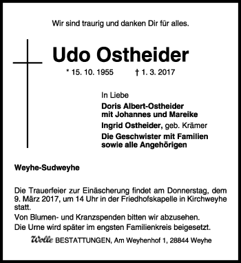 Anzeige  Udo Ostheider  Lippische Landes-Zeitung