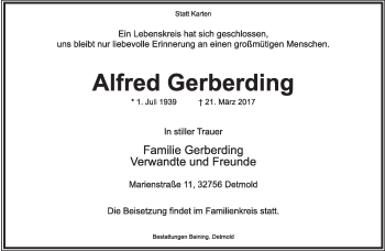 Anzeige  Alfred Gerberding  Lippische Landes-Zeitung