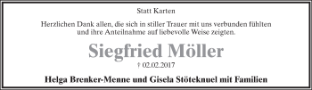 Anzeige  Siegfried Möller  Lippische Landes-Zeitung