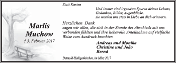 Anzeige  Marlis Muchow  Lippische Landes-Zeitung