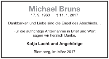 Anzeige  Michael Bruns  Lippische Landes-Zeitung