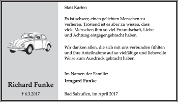 Anzeige  Richard Funke  Lippische Landes-Zeitung