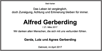 Anzeige  Alfred Gerberding  Lippische Landes-Zeitung