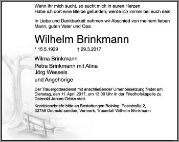 Anzeige  Wilhelm Brinkmann  Lippische Landes-Zeitung