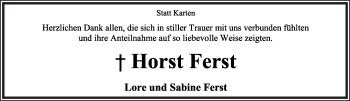 Anzeige  Horst Ferst  Lippische Landes-Zeitung