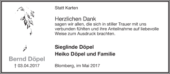 Anzeige  Bernd Döpel  Lippische Landes-Zeitung