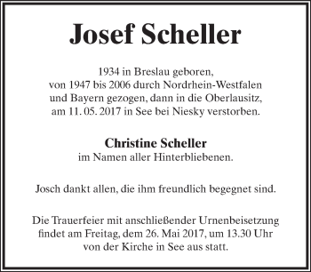 Anzeige  Josef Scheller  Lippische Landes-Zeitung