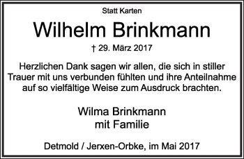 Anzeige  Wilhelm Brinkmann  Lippische Landes-Zeitung