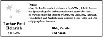 Anzeige  Lothar Paul Heinrich  Lippische Landes-Zeitung