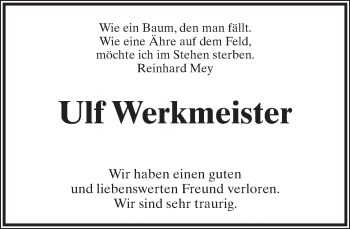 Anzeige  Ulf Werkmeister  Lippische Landes-Zeitung